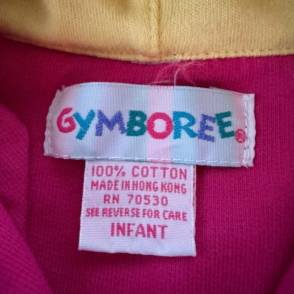 Vintage Gymboree Infant Colorblock Snap‎ Front Hoodie Pink Teal 90s 100% Cotton